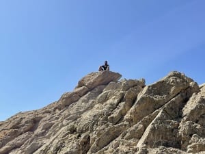 Geologist Adam Azad Kaligi atop the Saint Francis Dam Ruins 2021