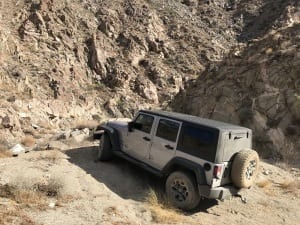 Off-roading with lowered tire pressures.