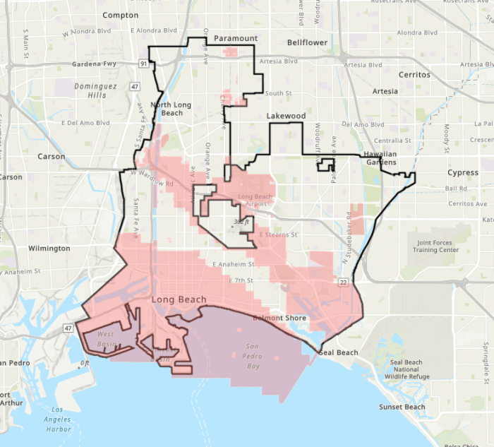 Long Beach Methane Zone Map