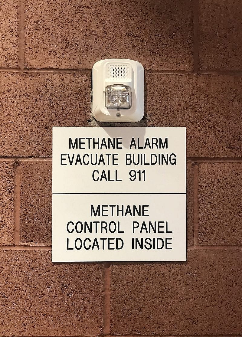 Methane Testing Alarm in Methane Hazard Zone