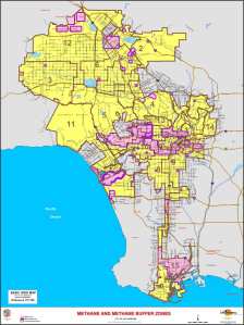 Los Angeles Methane Zone Map: Locate a property on this map to determine if methane zone testing or methane buffer zone mitigation is needed.