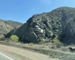 Outcrop of the Pelona Schist in San Francisquito Canyon, California.